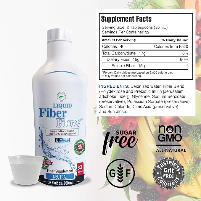 Liquid Fiber Flow Sugar-Free Prebiotic Inulin 25 Packets