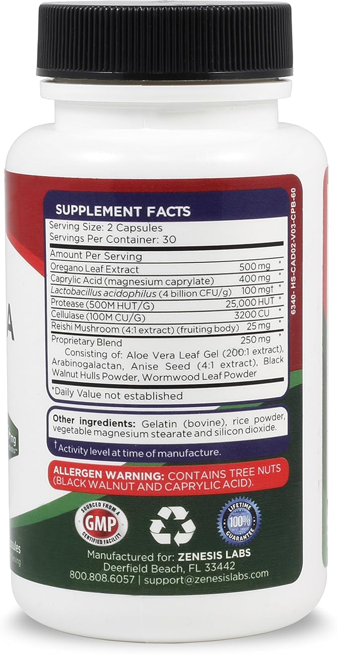 Candida Complex Cleanse Detox Caprylic Acid (60 Capsules, 30 Day