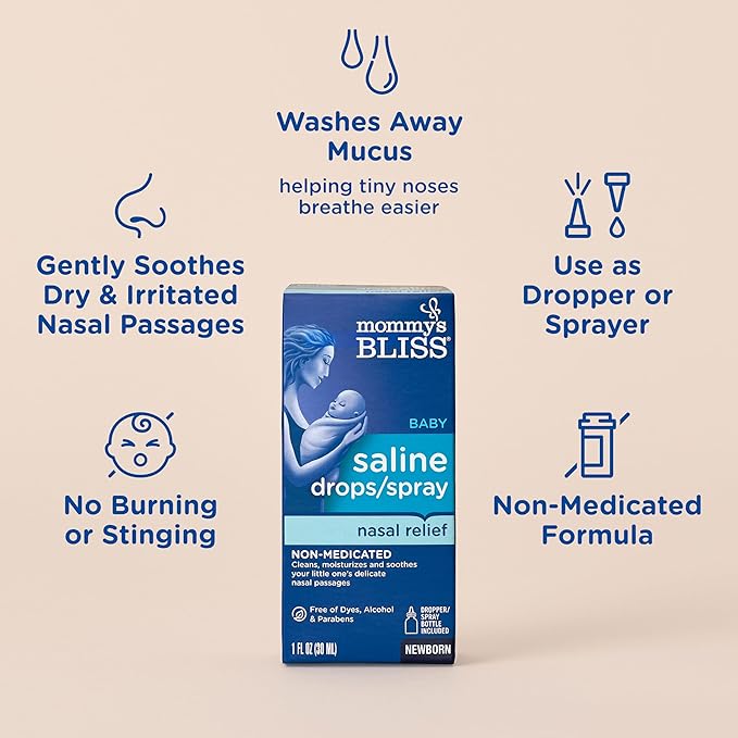 Mommy's Bliss Saline Drops/Spray, Nasal Relief 1 Fl