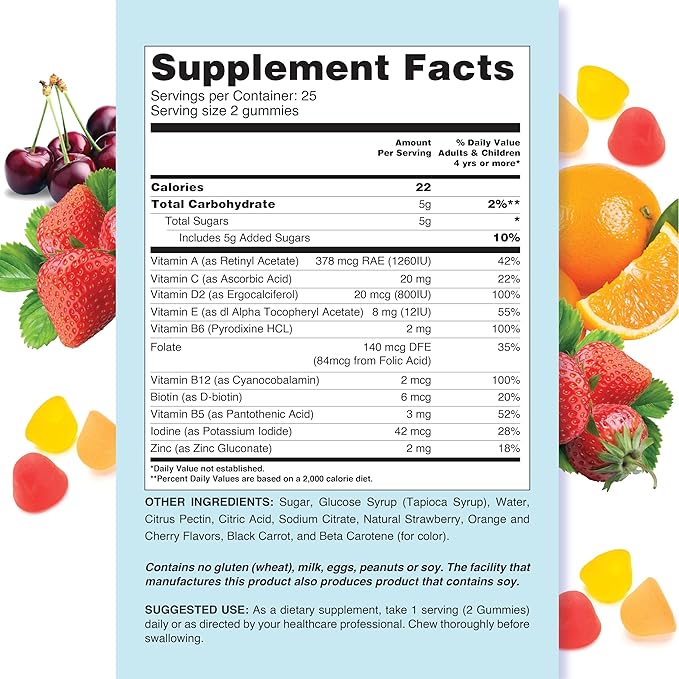 LIVS Children's Multivitamin Gummy Vitamin - Kids Multivitamin Gummies, All-Natural, Gluten-Free, Non-GMO, Multivitamin for Kids - Strawberry, Orange, & Cherry Flavored, 50 Count