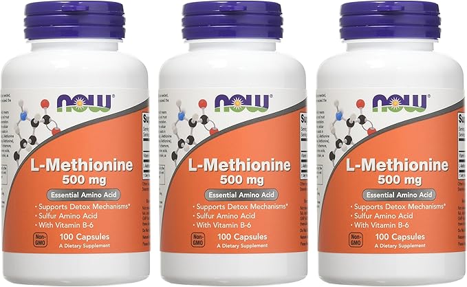 Now Foods L-Methionine 500 mg 100 Caps 3 Pack