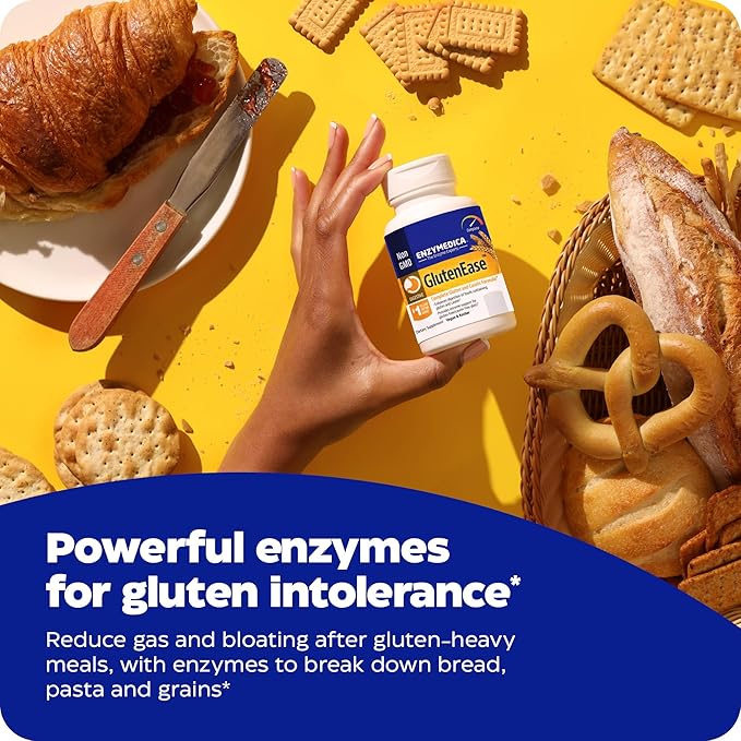 Enzymedica GlutenEase, Digestive Enzymes for Food 120 Count