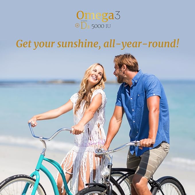 Omega 3 Fish Oil Supplement D3 5000 5000 IU 1000mg Triglyceride Omega-3 Fish 3 Blend D3 & 3-90CT