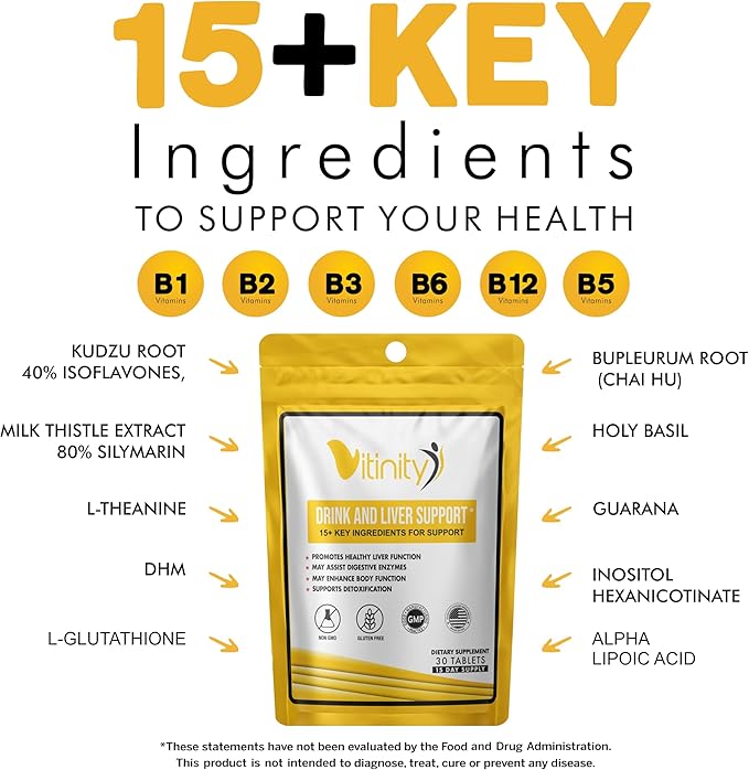 Anti Drink Liver Support Supplement-15+Key Ingredients for Craving Support,Liver Health,Kudzu, Milk Thistle,Holy Basil,DHM,All Natural Cleanse,Gradual Reduction,Nutrient Replenisher Tablets(90 Days)