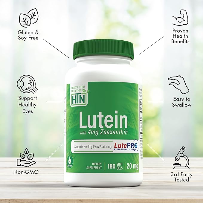 Health Thru Nutrition Lutein 20mg 4mg | 5:1 Ratio 180)