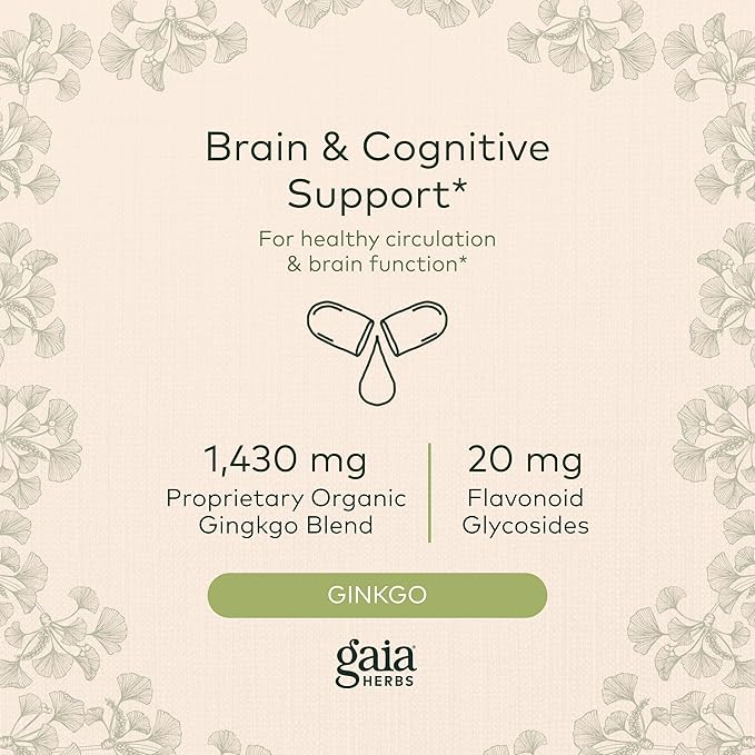 Gaia Herbs Ginkgo Leaf 60 Vegan (20-Day Supply)