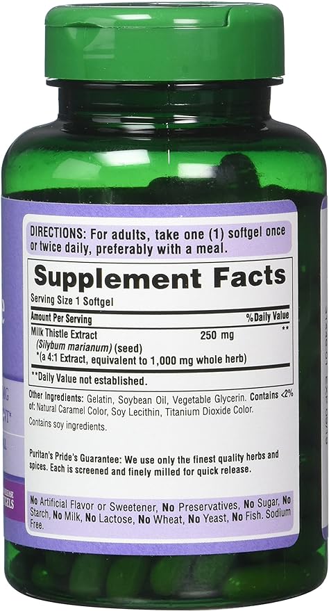 Puritan's Pride Milk Thistle 4:1 Extract 1000 Mg 180 Count 2)