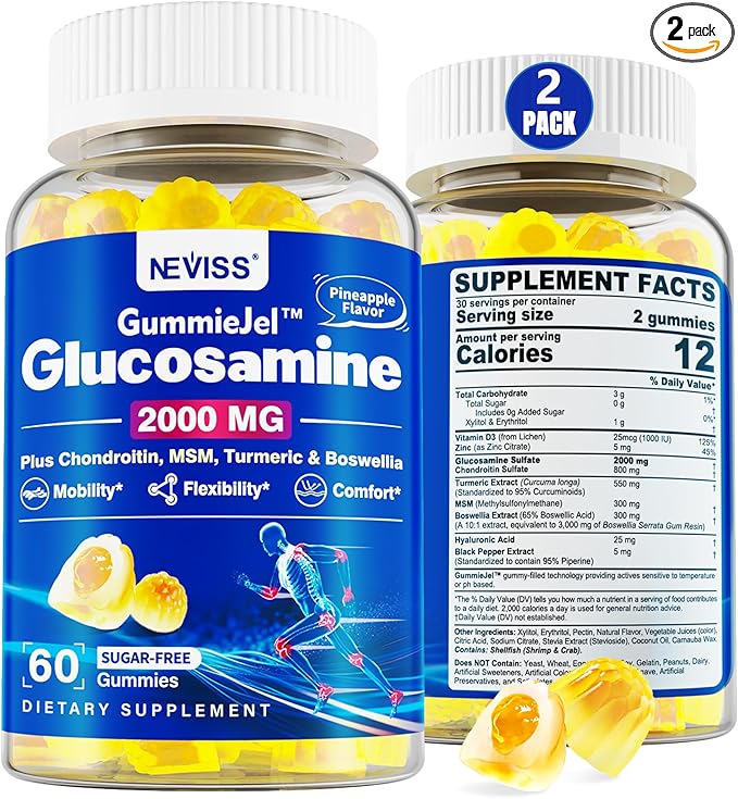 Sugar Free Glucosamine Chondroitin MSM Filled 3100mg -Joint D3, Mobility, 120Cts
