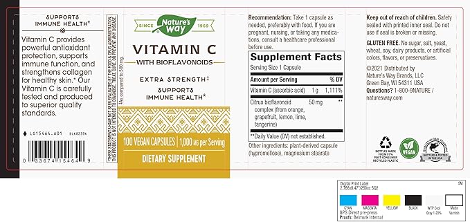 Nature’s Way Vitamin C with Bioflavonoids 1 g 100 Capsules
