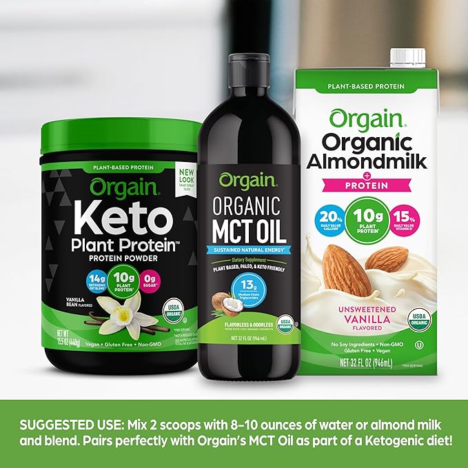 Orgain Organic Keto Vegan Protein Powder, 10g Plant 0g Sugar*, 0.97lb