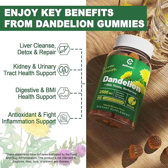 Sugar-Free Dandelion Root Gummies 6902 MG/Serving 2-Pack