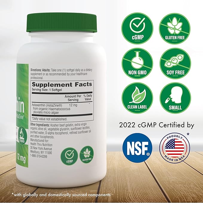 Health Thru Nutrition Astaxanthin Triple Strength 12mg 120 120 Softgels