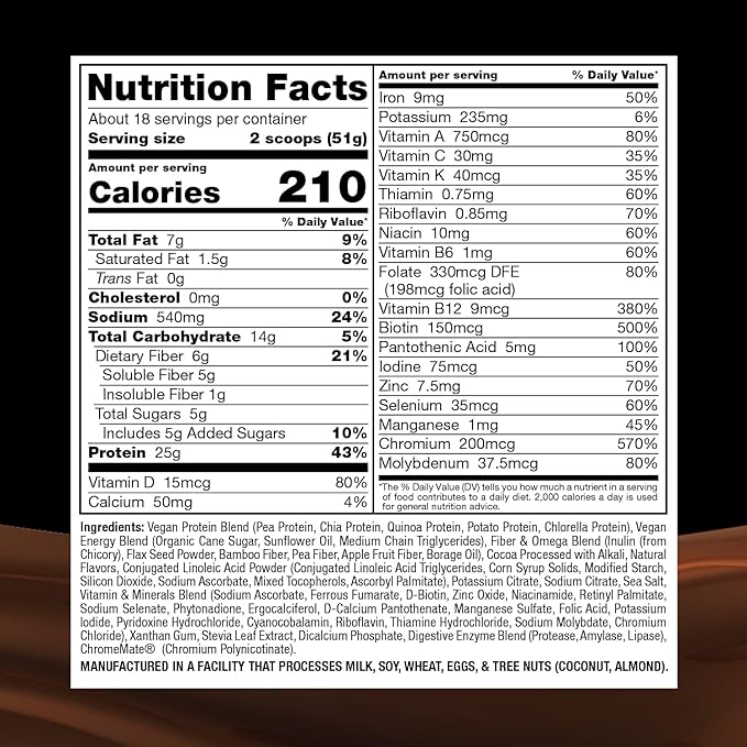 Naturade Plant-Based Weight Loss Shake, 25g 6g Dietary 18 Servings