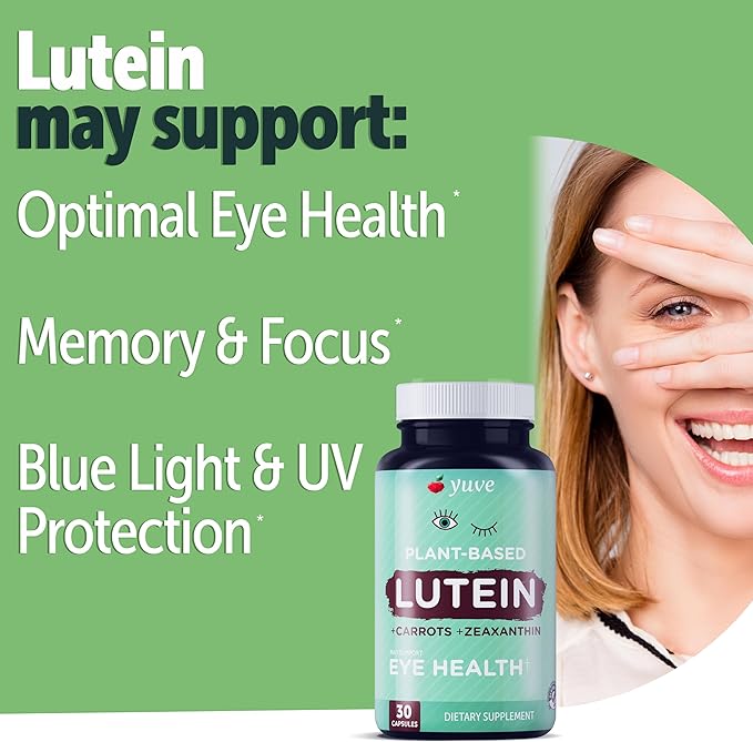 Yuve Lutein Zeaxanthin Supplement, Lutein 20mg, Lutemax2020, Eye 30 Vegan