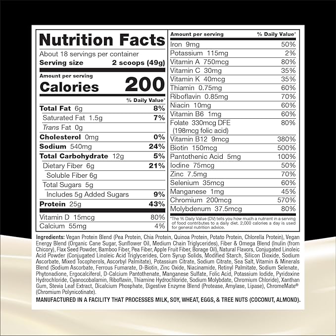 Naturade Plant-Based Weight Loss Shake, 25g 6g Dietary 18 Servings