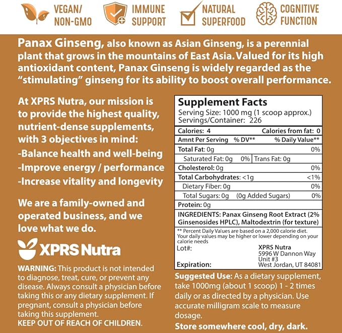 XPRS Nutra Ginseng Root Extract Powder (8 Ounce)
