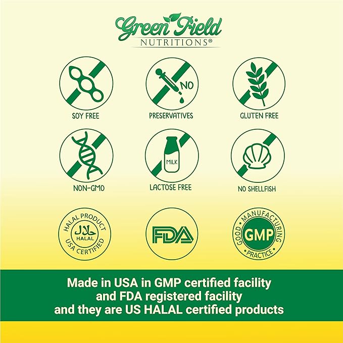 Greenfield Nutritions Halal Fish Oil 1000mg, 300mg Halal 3, Small 180mg & 120mg, Non-GMO, 120 Pills