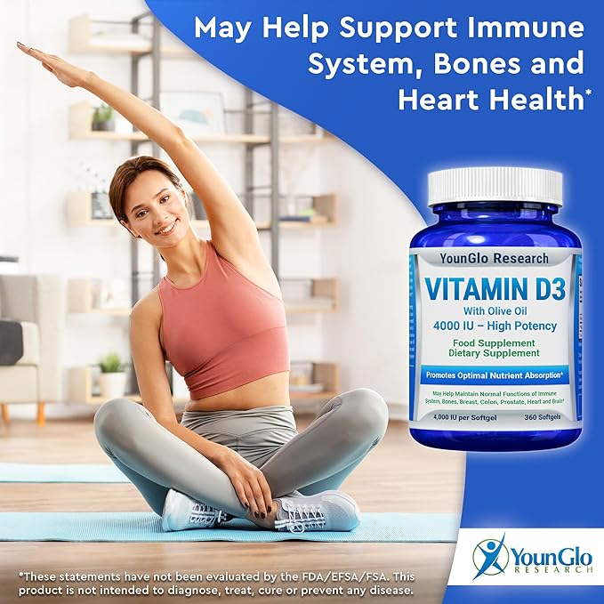Vitamin D3 4000 IU Dietary Supplement 360 Softgels