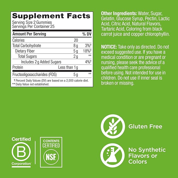 OLLY Fiber Gummy Rings, 5g Prebiotic 50ct