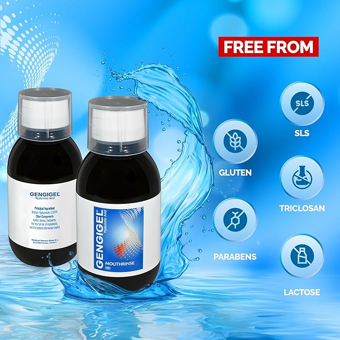 Hyaluronic Acid Mouthrinse (150 ml), Oral Care Solution for Gum Health, Reduces Discomfort & Promotes Healing, Relieves Gum Recession & Gingivitis, No Alcohol or SLS, Vegan & Kosher