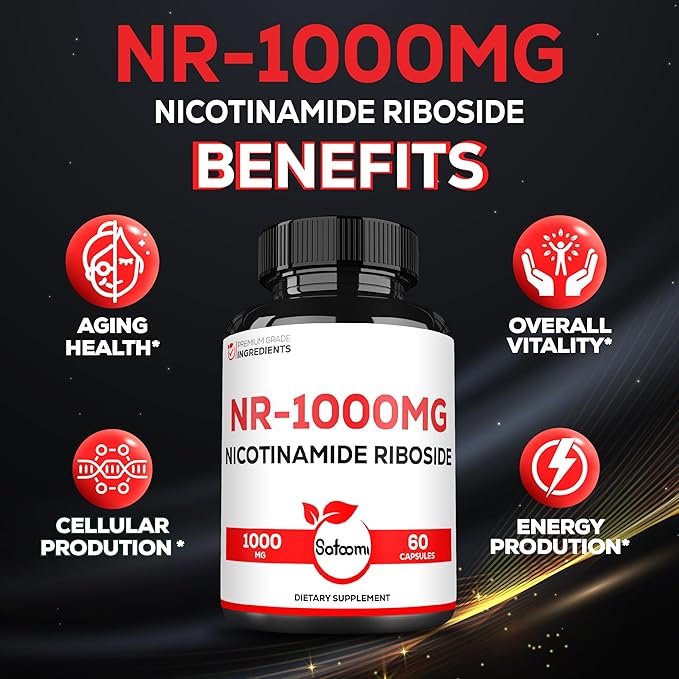 1000mg NAD Supplement with Nicotinamide Riboside NR - Cellular Support, Aging Health, Overall Wellness - 60 Count Supply for 30 Days