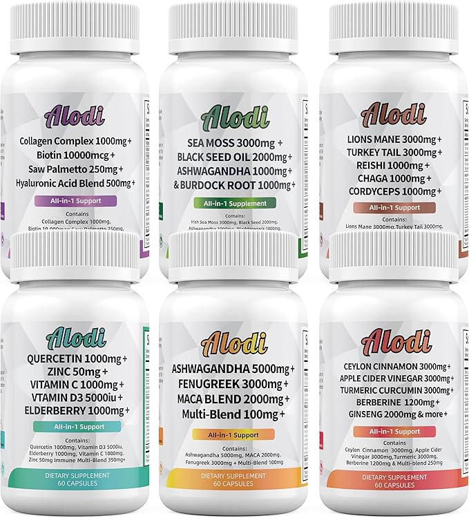 Ceylon Cinnamon 3000mg, Apple Cider Vinegar 3000mg, Turmeric 3000mg, Ginseng 2000mg, Berberine 1200mg - All-in-1 Supplement 60 Capsules