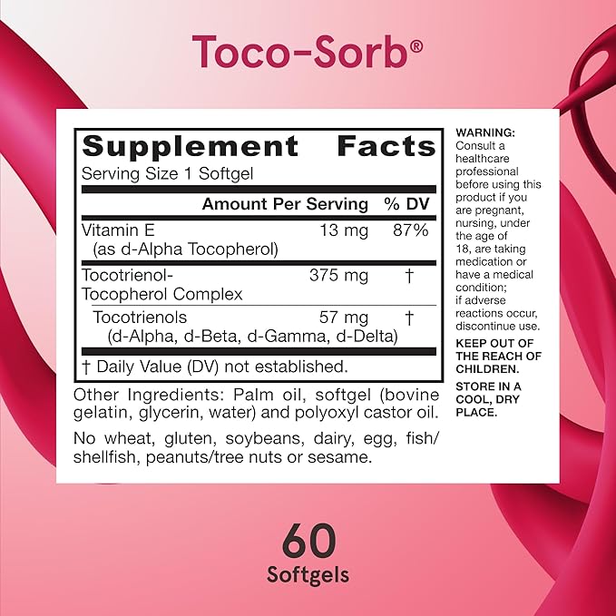 Jarrow Formulas Toco-Sorb Cardiovascular Health and 60 Softgels, 30 Day