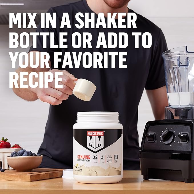 Muscle Milk Genuine Protein Powder, Vanilla 32g Protein, 4.94 Pound, 32 Servings