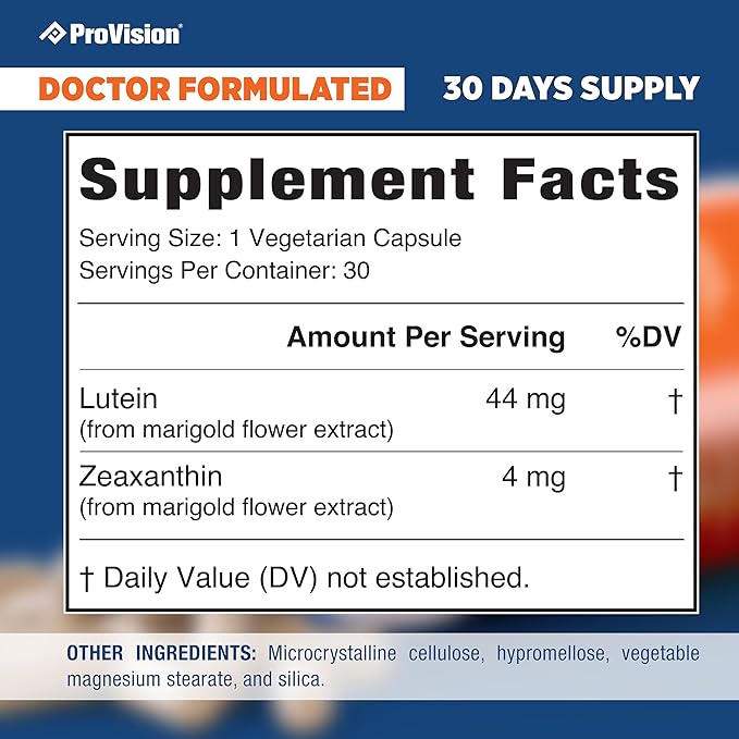 ProVision Lutein & Zeaxanthin Supplements Plant-Based 30 Capsules