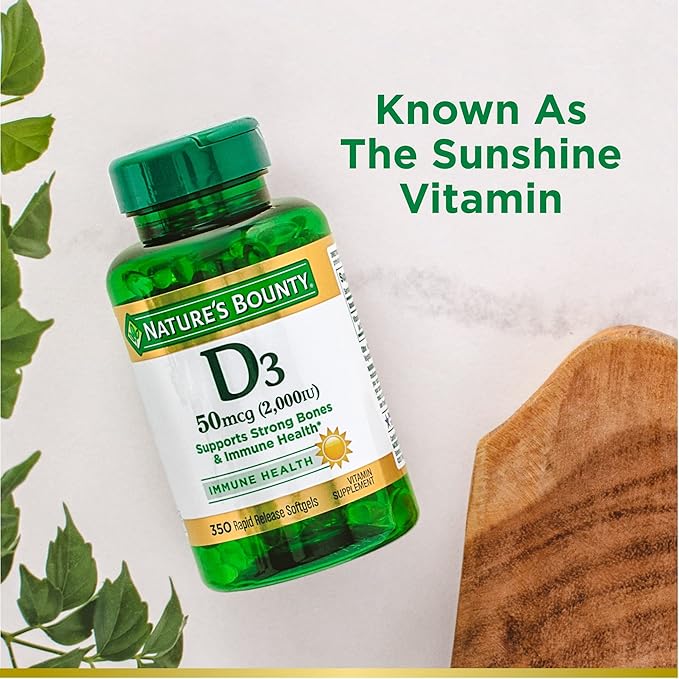 Nature's Bounty Vitamin D, Immune Support, 2000 IU, 50 mcg, 350 Ct