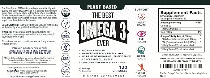 The Very Best Vegan Omega 3 Supplement 120 Capsules 3 Vegetarian