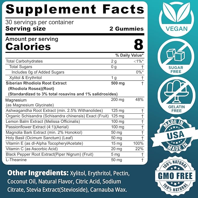 Sugar Free Calm Mood Support Rhodiola 500 mg 2Packs