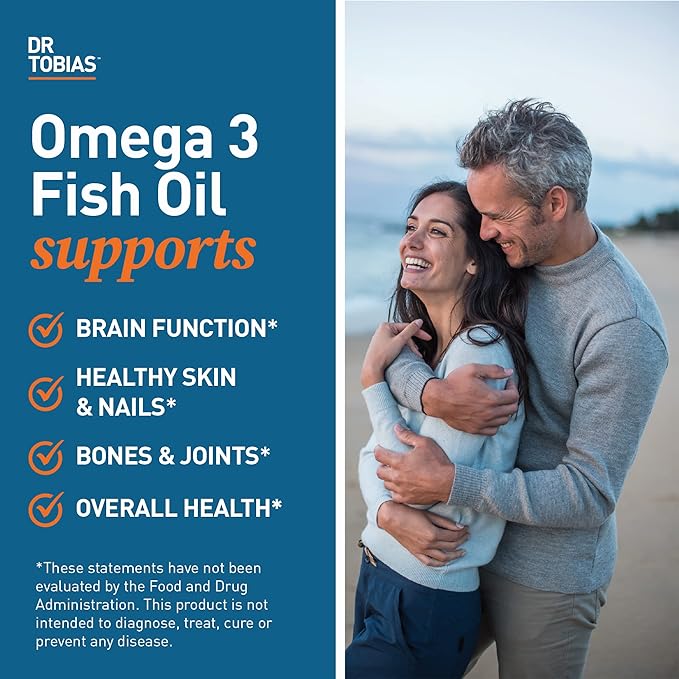Dr. Tobias Omega 3 Fish Oil, 2000mg Triple 3 Supplement 800mg EPA 600mg DHA 3 Supplements 360 Softgels, 180 Servings