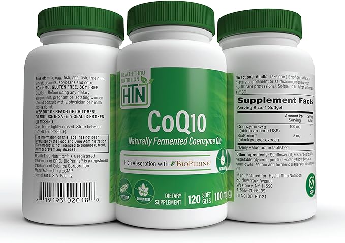 Health Thru Nutrition CoQ-10 100mg 120 Softgels Q10 | 3rd Party