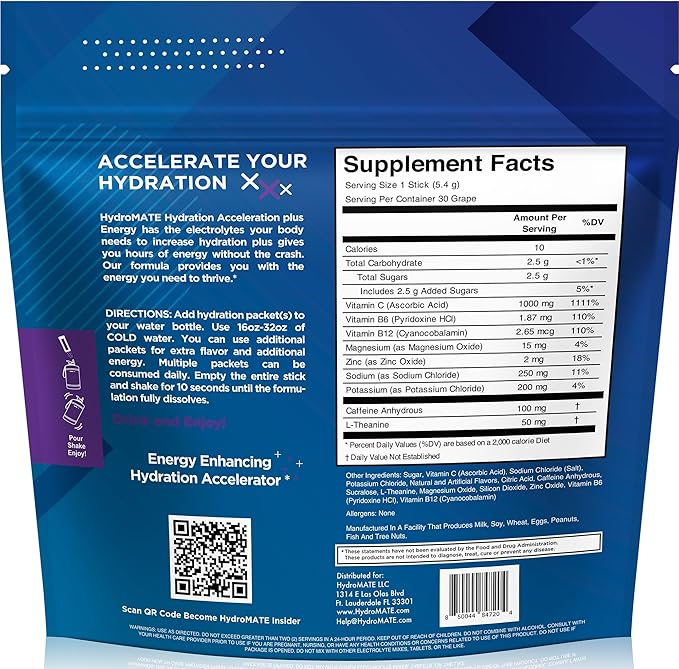 NatureWorks HydroMATE Electrolytes Powder Drink Mix 30 Count