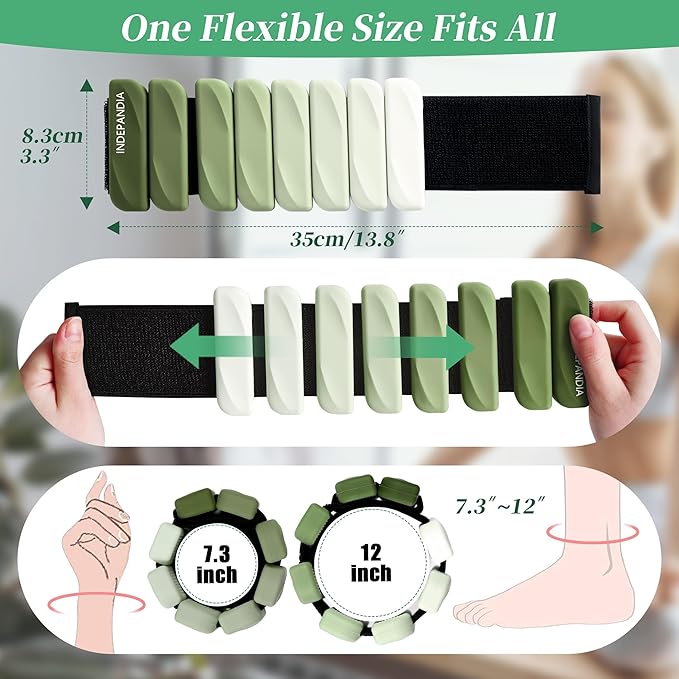 Adjustable Ankle & Wrist Weights for Women & Men, Set of 2 (1lb / 2lb Each), Silicone Weighted Bangles for Arm, Leg, Walking, Fitness, Yoga, Pilates Workout 24055