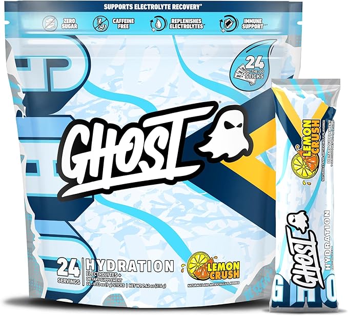 GHOST Hydration Packets, Lemon Crush, 24