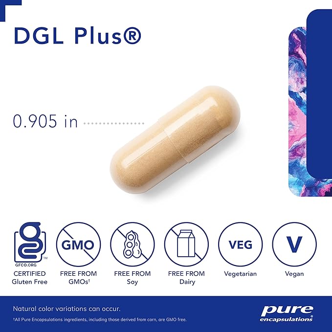 Pure Encapsulations DGL Plus - Gut Health Supplements for Men & Women - with Marshmallow Root, Aloe Vera Extract & Slippery Elm Bark - Non-GMO & Vegan - 180 Capsules