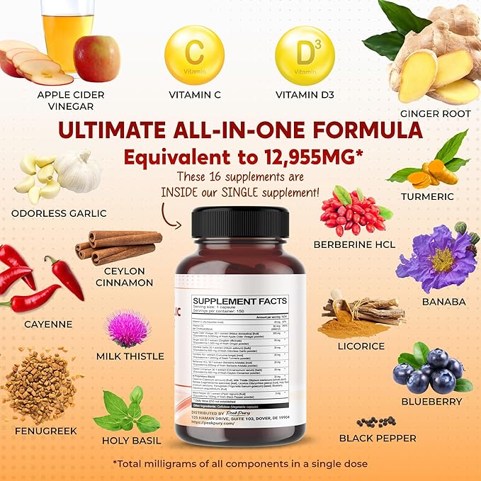 Apple Cider Vinegar 9000mg Ginger 1000mg 600mg Turmeric 1000mg Berberine 600mg -