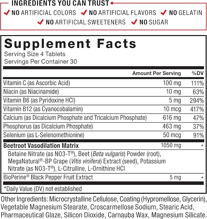Force Factor Total Beets Blood Pressure Support with Grape Seed Extract and Non GMO Beet Root Powder for Heart Health, Circulation, & Blood Flow, 120 Count