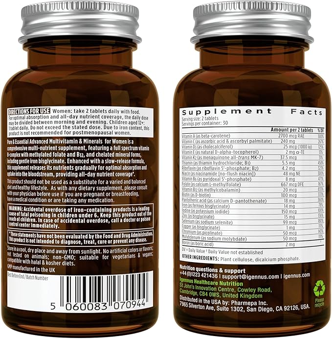 Advanced Women's Multivitamin, Methylated Folate 60 Tablets,