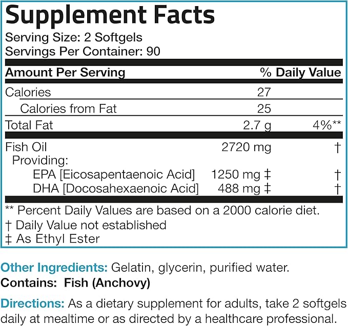 Bronson Omega 3 Fish Oil Triple 2720 mg, 1250 mg 488 mg, 180 Softgels
