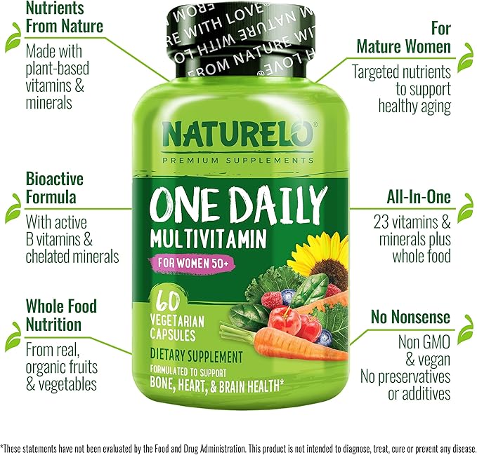 NATURELO One Daily Multivitamin for Women 50+ (Iron 50 - 60 Capsules 2 Month