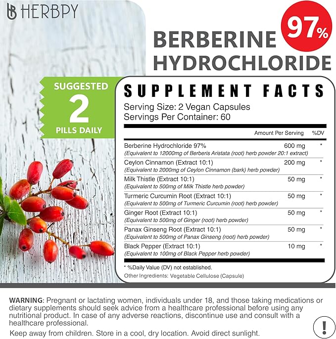 Berberine and Ceylon Cinnamon for Weight 7in1 with 120 Vegan