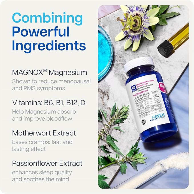 MAGNOX® Lady Magnesium Supplement B6, B1, B1, B12, B12, D, 60 Vegetarian
