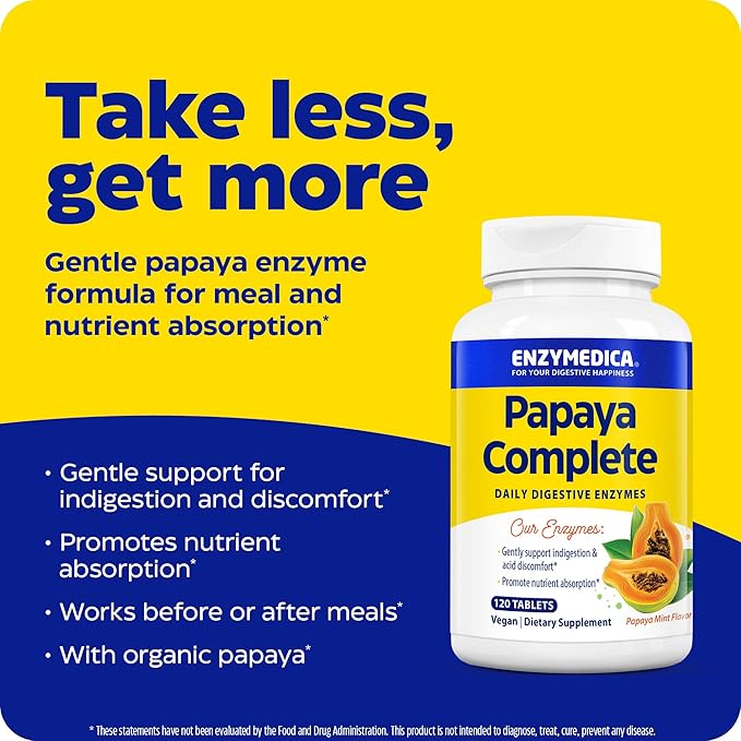Enzymedica Papaya Complete, Daily Digestive Enzymes 120 Chewable