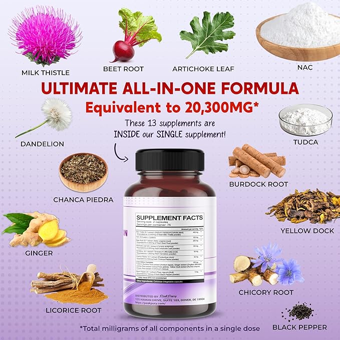 Milk Thistle 12000mg NAC Beet Root 4000mg Artichoke 2000mg Dandelion 1500mg -