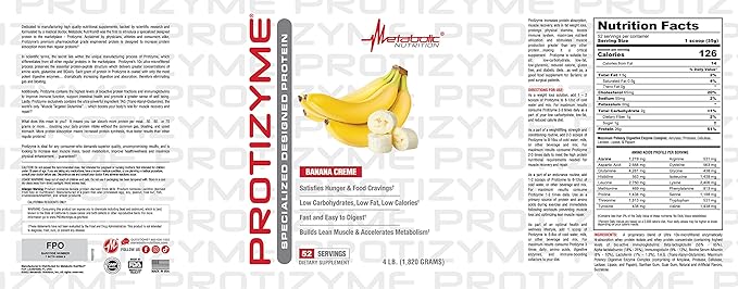 Metabolic Nutrition, Protizyme, 100% Whey Protein 24 Essential 4 Pound (52 ser)