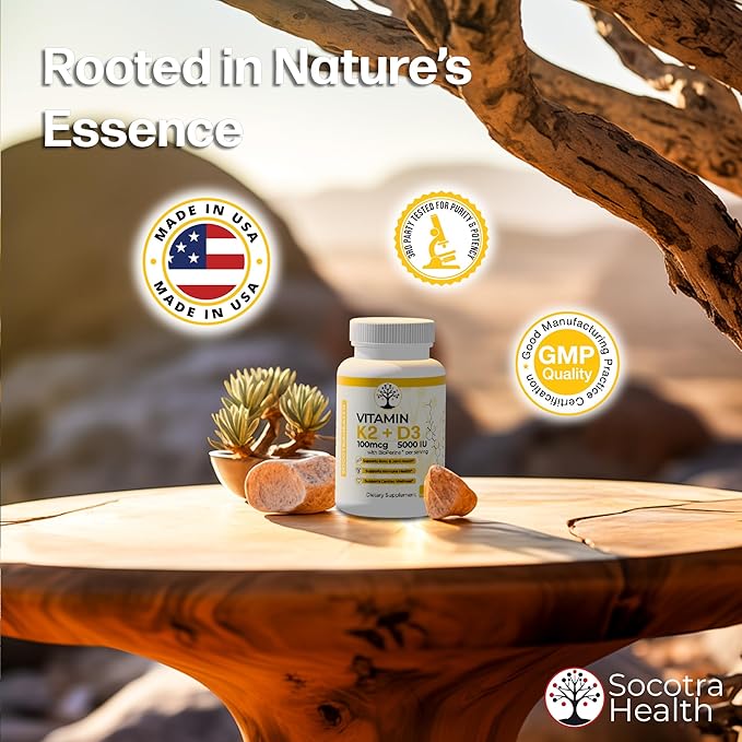 Vitamin D3 K2 Supplement 5000 IU D3 and 100 mcg K2 (MK7) (MK7) for 60 Vegan