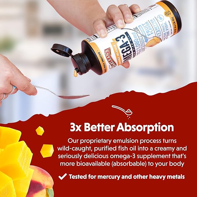 Barlean's Mango Peach Omega 3 Fish 1080mg EPA 16 oz